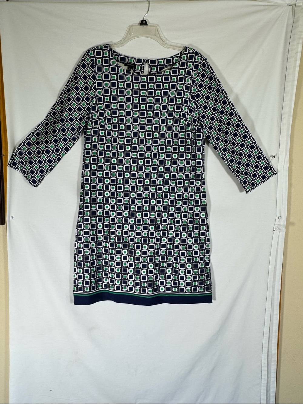 Talbots Geometric Print Tunic in Navy, White & Green